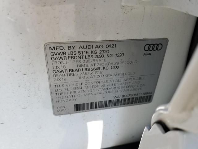 Photo 10 from auction – 2021 AUDI Q3 PREMIUM with VIN WA1BUCF30M1118964