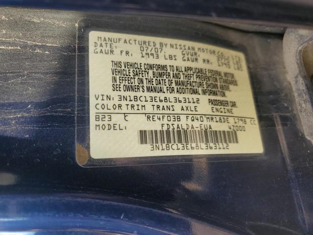 Photo 10 from auction – 2008 NISSAN VERSA with VIN 3N1BC13E68L363112