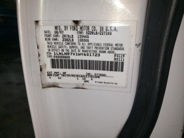 Photo 10 from auction – 1998 LINCOLN CONTINENTA with VIN 1LNLM97V1WY601723
