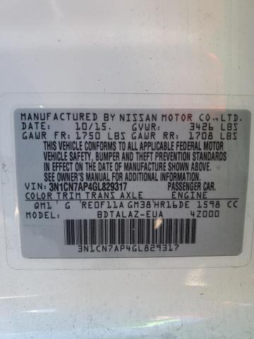 Photo 10 from auction – 2016 NISSAN VERSA S with VIN 3N1CN7AP4GL829317