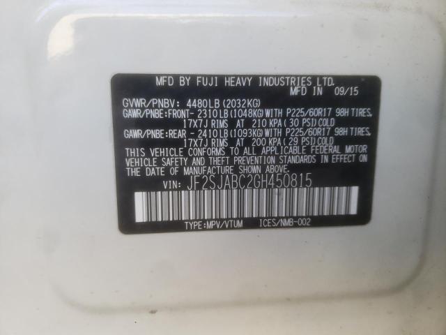 Photo 10 from auction – 2016 SUBARU FORESTER 2 with VIN JF2SJABC2GH450815