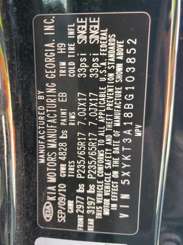 Photo 10 from auction – 2011 KIA SORENTO BA with VIN 5XYKT3A18BG103852
