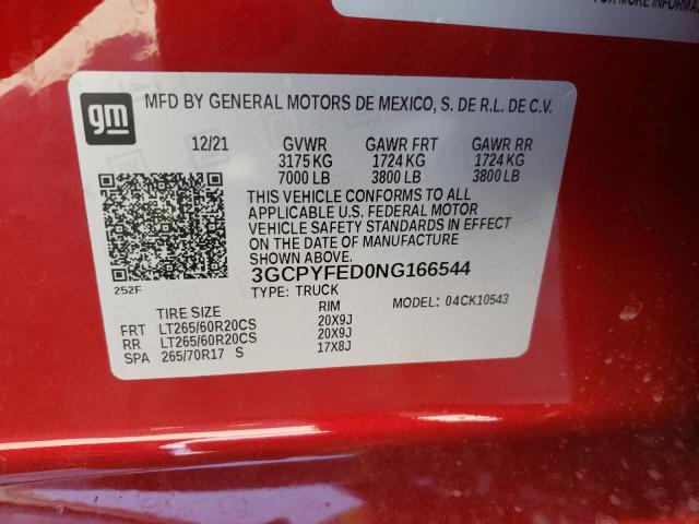 Photo 10 from auction – 2022 CHEVROLET SILVERADO with VIN 3GCPYFED0NG166544