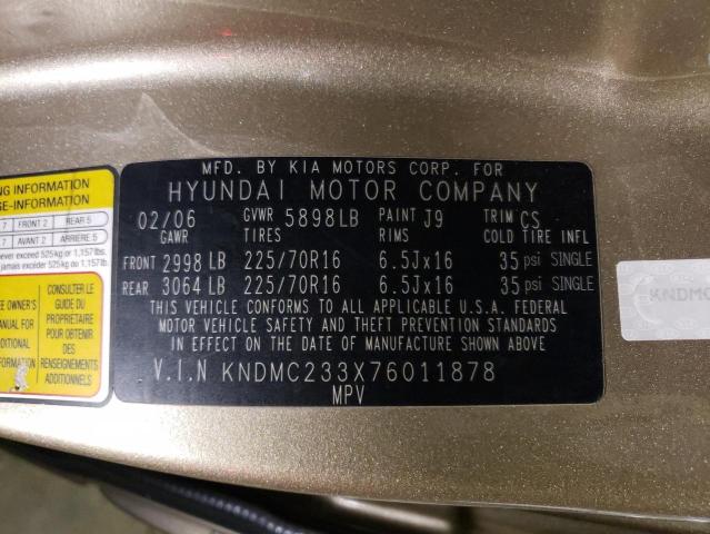 Photo 10 from auction – 2007 HYUNDAI ENTOURAGE with VIN KNDMC233X76011878
