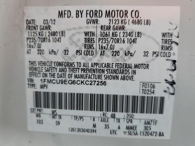 Photo 10 from auction – 2012 FORD ESCAPE LIM with VIN 1FMCU9EG6CKC27256