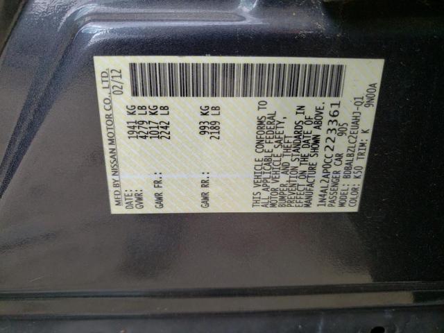 Photo 10 from auction – 2012 NISSAN ALTIMA BAS with VIN 1N4AL2AP0CC223361