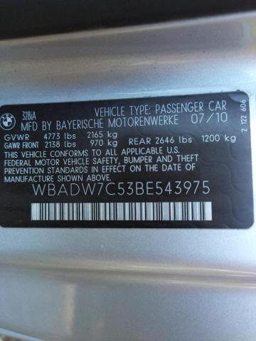 Photo 10 from auction – 2011 BMW 328 I SULE with VIN WBADW7C53BE543975