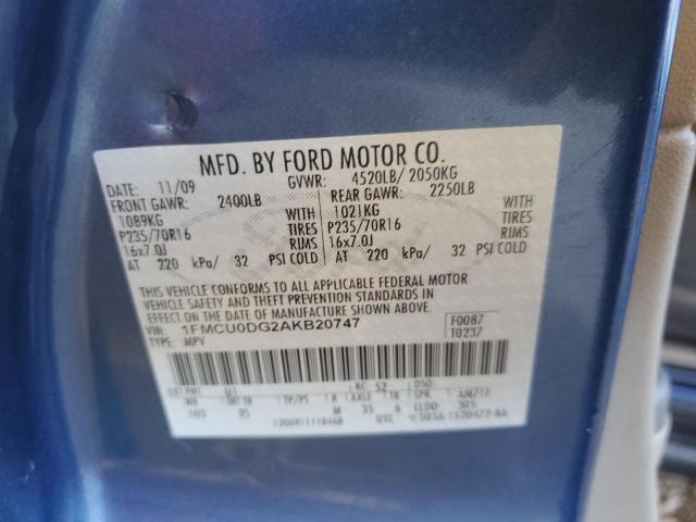 Photo 10 from auction – 2010 FORD ESCAPE XLT with VIN 1FMCU0DG2AKB20747