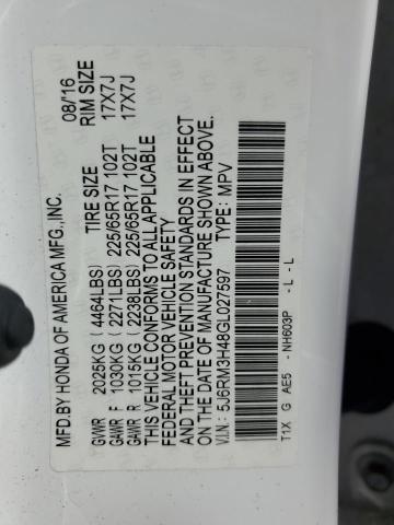 Photo 10 from auction – 2016 HONDA CR-V SE with VIN 5J6RM3H48GL027597