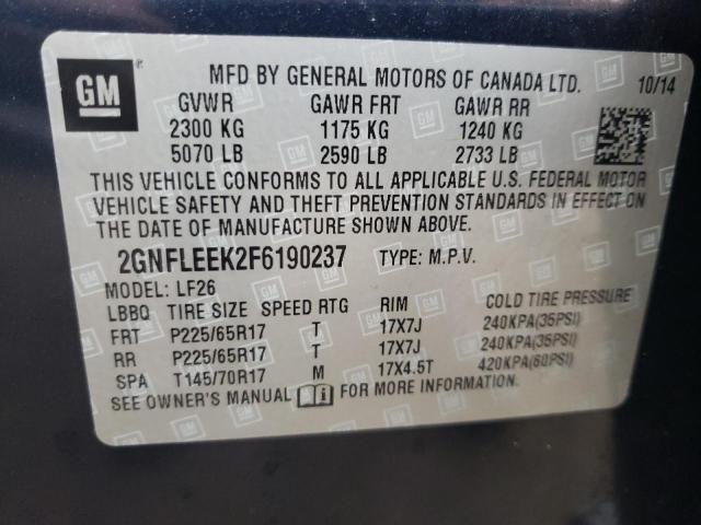 Photo 10 from auction – 2015 CHEVROLET EQUINOX with VIN 2GNFLEEK2F6190237