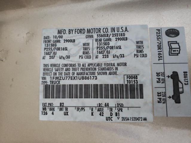 Photo 10 from auction – 2001 FORD EXPLORER S with VIN 1FMZU77EX1UB86173
