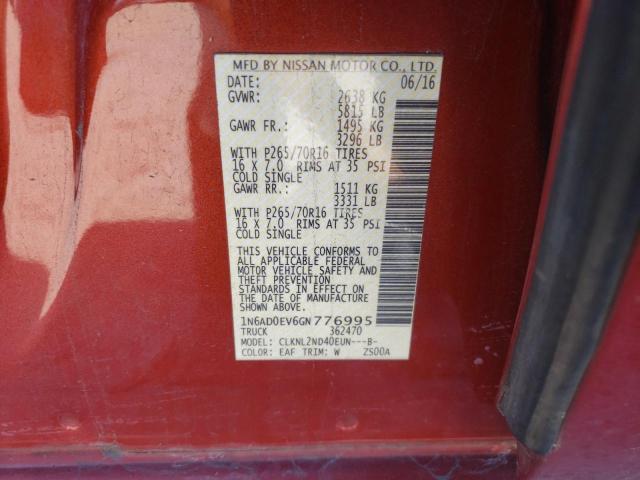 Photo 10 from auction – 2016 NISSAN FRONTIER S with VIN 1N6AD0EV6GN776995