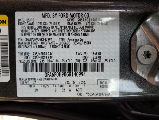 Photo 10 from auction – 2016 FORD FUSION SE with VIN 3FA6P0H90GR140994