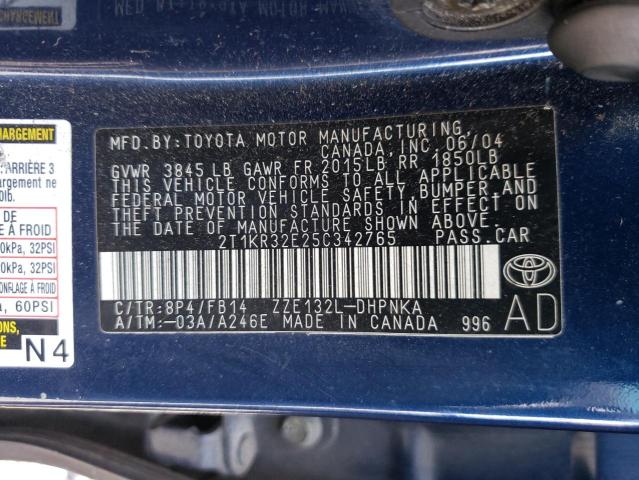 Photo 10 from auction – 2005 TOYOTA COROLLA MA with VIN 2T1KR32E25C342765