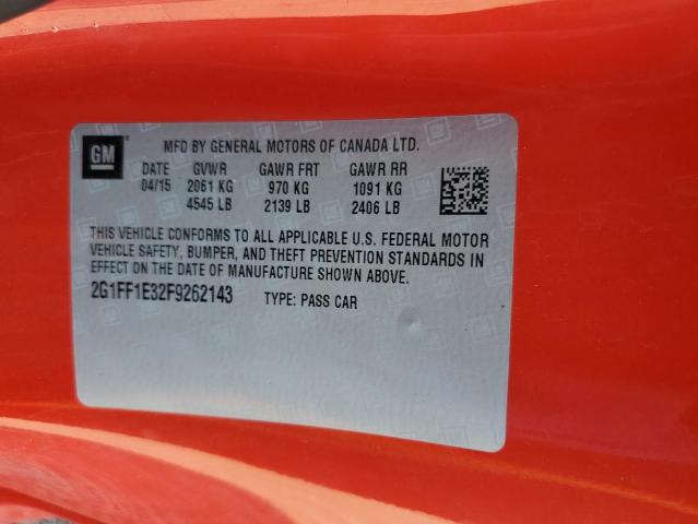Photo 10 from auction – 2015 CHEVROLET CAMARO LT with VIN 2G1FF1E32F9262143