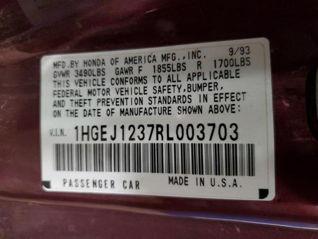 Photo 10 from auction – 1994 HONDA CIVIC EX with VIN 1HGEJ1237RL003703