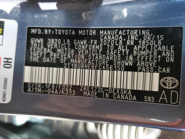 Photo 10 from auction – 2015 TOYOTA COROLLA L with VIN 2T1BURHE6FC456150