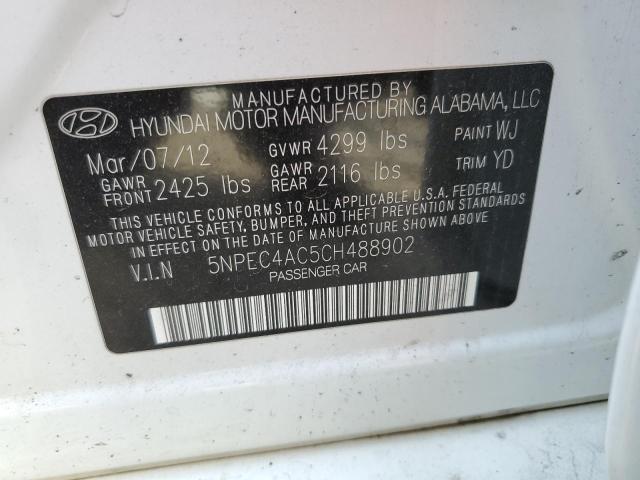 Photo 10 from auction – 2012 HYUNDAI SONATA SE with VIN 5NPEC4AC5CH488902