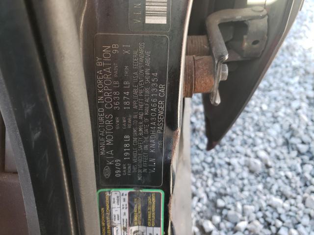 Photo 10 from auction – 2010 KIA RIO LX with VIN KNADH4A30A6613354