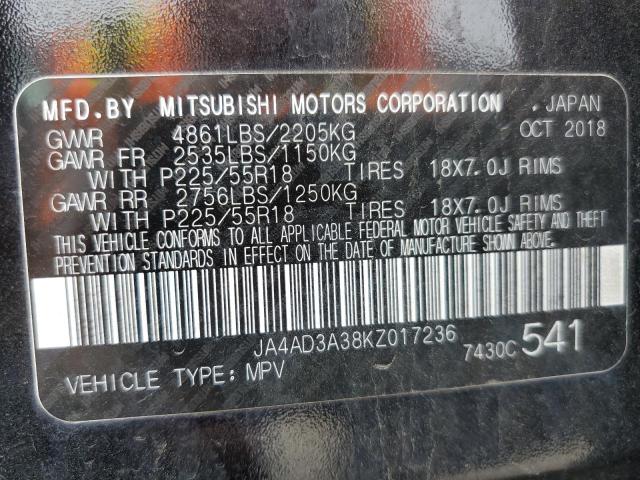 Photo 10 from auction – 2019 MITSUBISHI OUTLANDER with VIN JA4AD3A38KZ017236