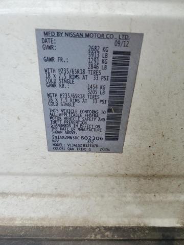 Photo 10 from auction – 2013 NISSAN PATHFINDER with VIN 5N1AR2MN3DC602306