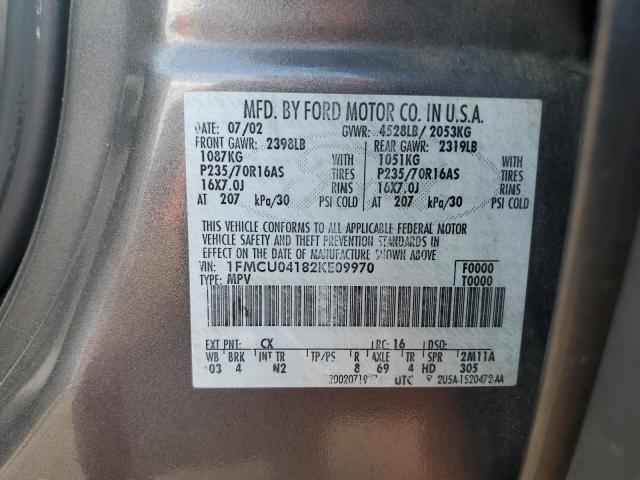 Photo 10 from auction – 2002 FORD ESCAPE XLT with VIN 1FMCU04182KE09970