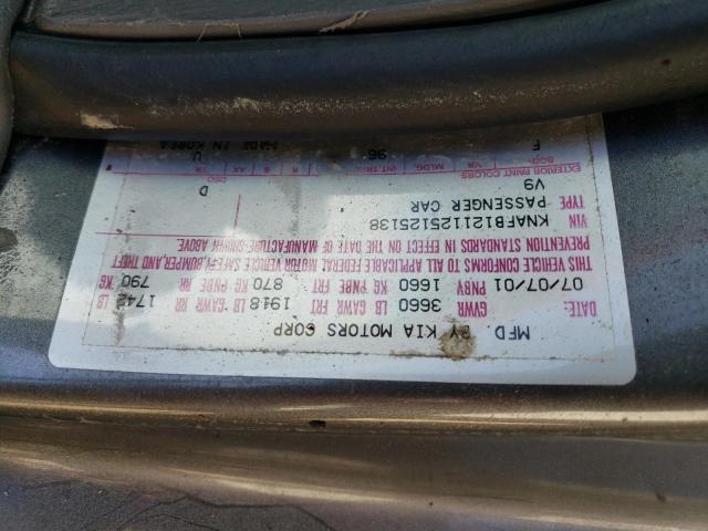 Photo 10 from auction – 2002 KIA SPECTRA BA with VIN KNAFB121125125138