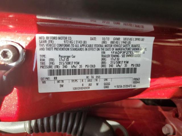 Photo 10 from auction – 2014 FORD FOCUS SE with VIN 1FADP3F27EL189118