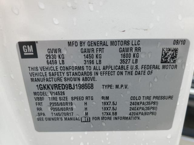 Photo 10 from auction – 2011 GMC ACADIA SLT with VIN 1GKKVRED9BJ198668