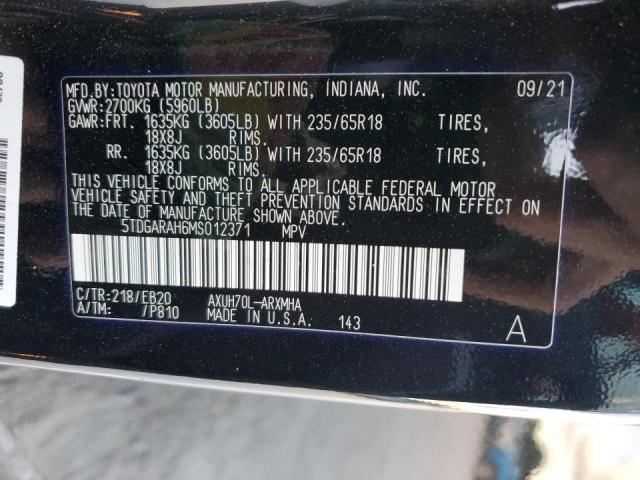 Photo 10 from auction – 2021 TOYOTA HIGHLANDER with VIN 5TDGARAH6MS012371