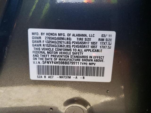 Photo 10 from auction – 2011 HONDA PILOT EXL with VIN 5FNYF4H59BB079911