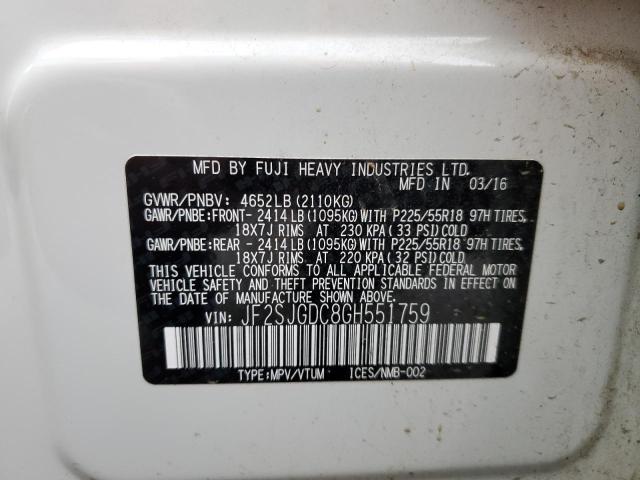 Photo 10 from auction – 2016 SUBARU FORESTER 2 with VIN JF2SJGDC8GH551759