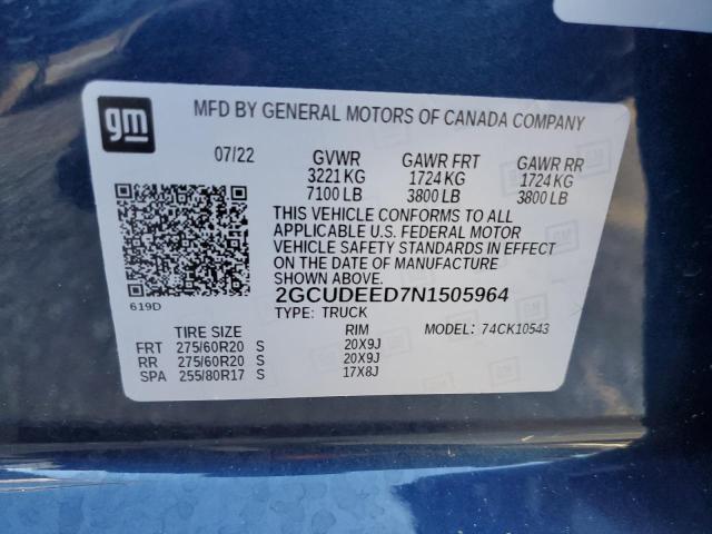 Photo 10 from auction – 2022 CHEVROLET SILVERADO with VIN 2GCUDEED7N1505964