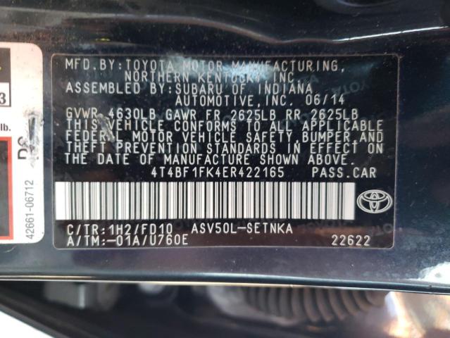 Photo 10 from auction – 2014 TOYOTA CAMRY L with VIN 4T4BF1FK4ER422165
