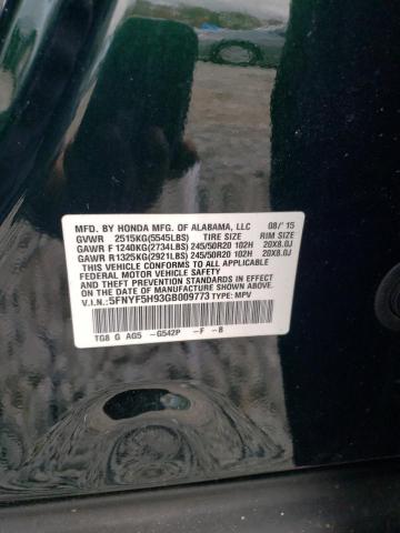 Photo 10 from auction – 2016 HONDA PILOT TOUR with VIN 5FNYF5H93GB009773