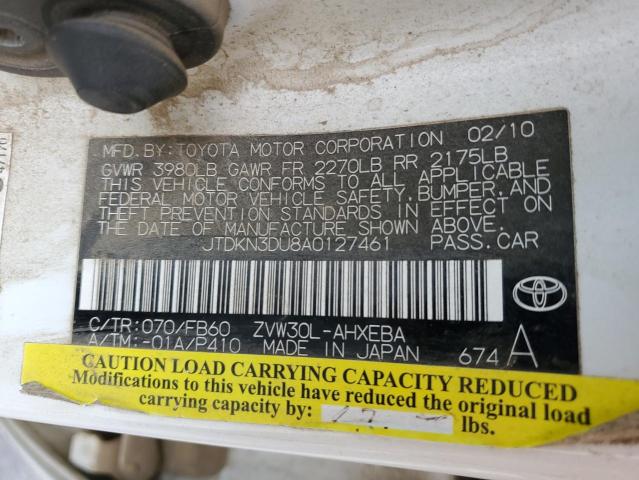 Photo 10 from auction – 2010 TOYOTA PRIUS with VIN JTDKN3DU8A0127461