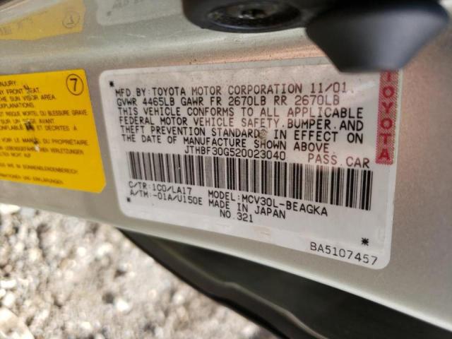 Photo 10 from auction – 2002 LEXUS ES 300 with VIN JTHBF30G520023040