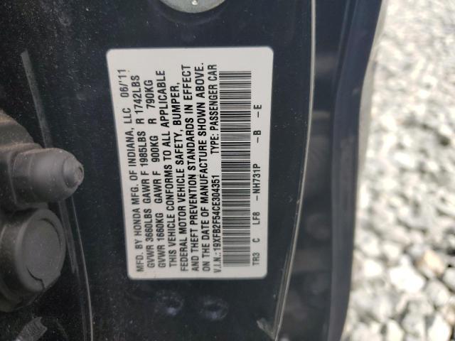 Photo 10 from auction – 2012 HONDA CIVIC LX with VIN 19XFB2F54CE304351