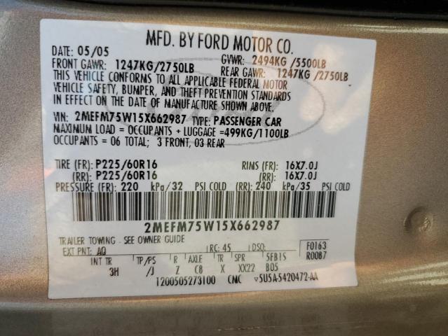 Photo 10 from auction – 2005 MERCURY GRAND MARQ with VIN 2MEFM75W15X662987