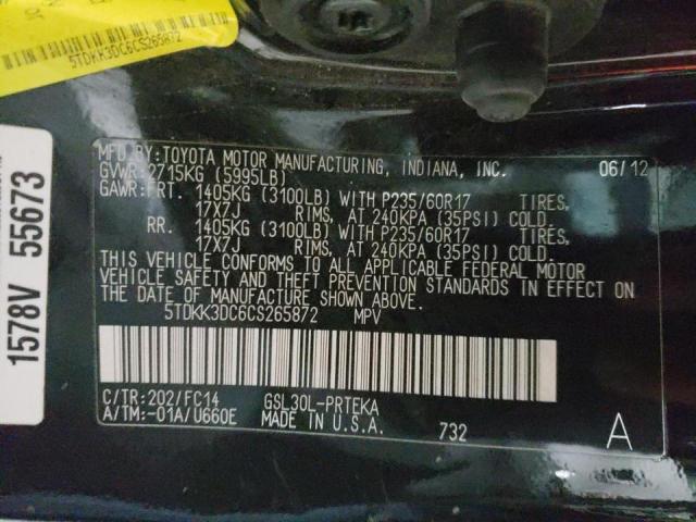 Photo 10 from auction – 2012 TOYOTA SIENNA LE with VIN 5TDKK3DC6CS265872