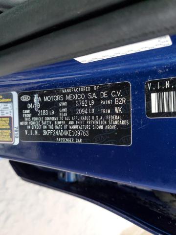 Photo 10 from auction – 2019 KIA FORTE FE with VIN 3KPF24AD4KE109763