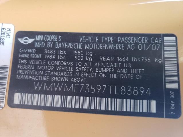 Photo 10 from auction – 2007 MINI COOPER S with VIN WMWMF73597TL83894