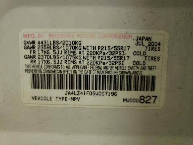 Photo 10 from auction – 2005 MITSUBISHI OUTLANDER with VIN JA4LZ41F05U007196