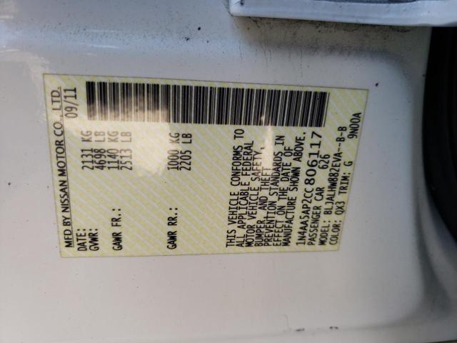 Photo 10 from auction – 2012 NISSAN MAXIMA S with VIN 1N4AA5AP2CC806117
