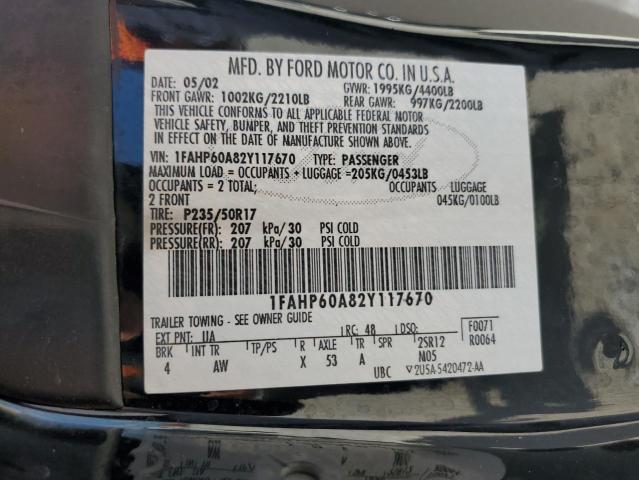 Photo 10 from auction – 2002 FORD THUNDERBIR with VIN 1FAHP60A82Y117670