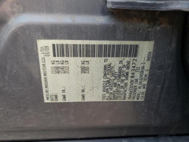 Photo 10 from auction – 2009 NISSAN MAXIMA S with VIN 1N4AA51EX9C843472