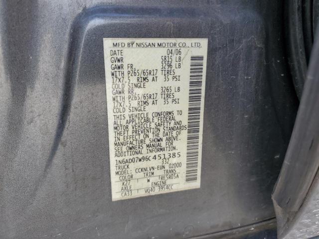 Photo 10 from auction – 2006 NISSAN FRONTIER C with VIN 1N6AD07W96C451385