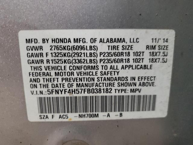 Photo 10 from auction – 2015 HONDA PILOT EXL with VIN 5FNYF4H57FB038182