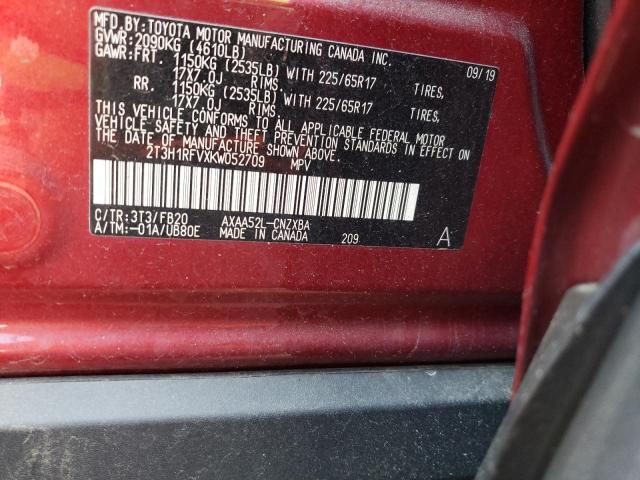 Photo 10 from auction – 2019 TOYOTA RAV4 LE with VIN 2T3H1RFVXKW052709