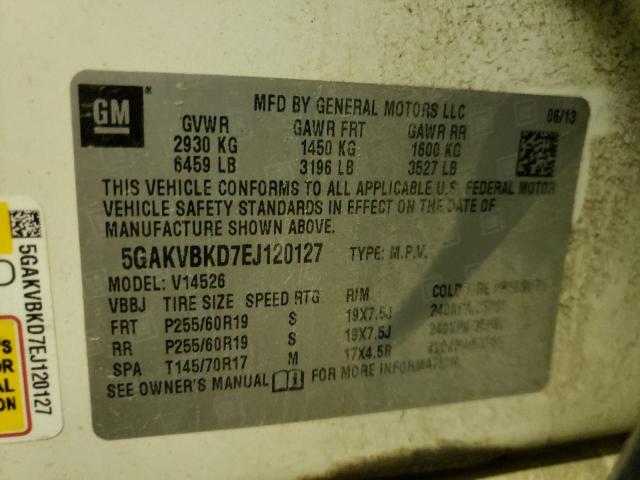 Photo 10 from auction – 2014 BUICK ENCLAVE with VIN 5GAKVBKD7EJ120127